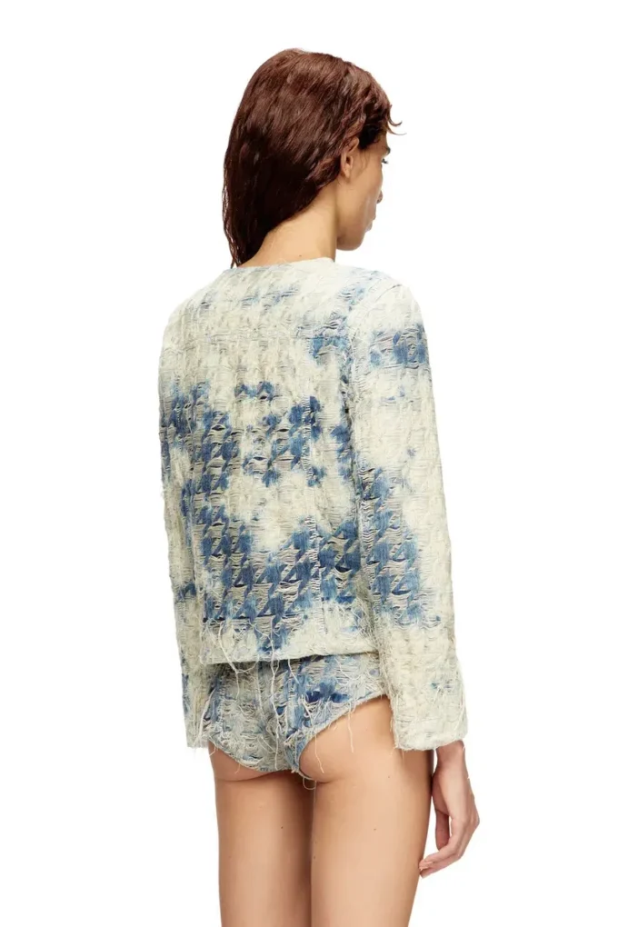 de-grafy-fsh Jachetă din denim cu țesătură în model houndstooth