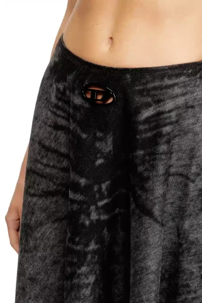 de-hannie-fsh Fustă amplă din denim de bumbac și cânepă tratat cu laser