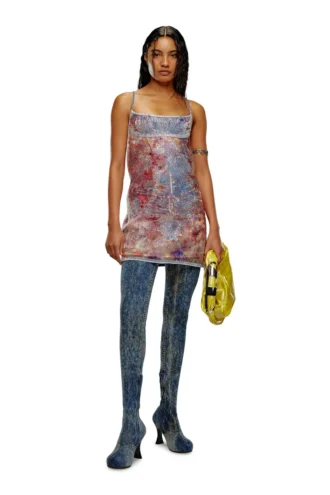 de-held-short-fse Rochie midi cu bretele din denim cu paiete