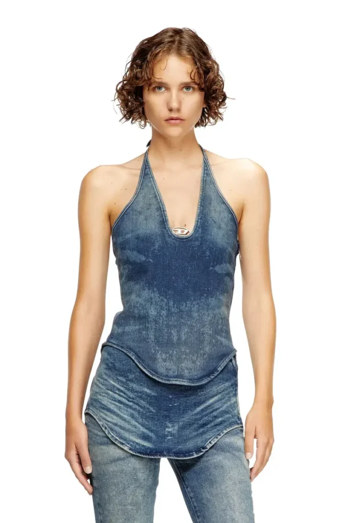 de-janice-s Top cu gât halter din denim Reform de-janice-s Top cu gât halter din denim Reform