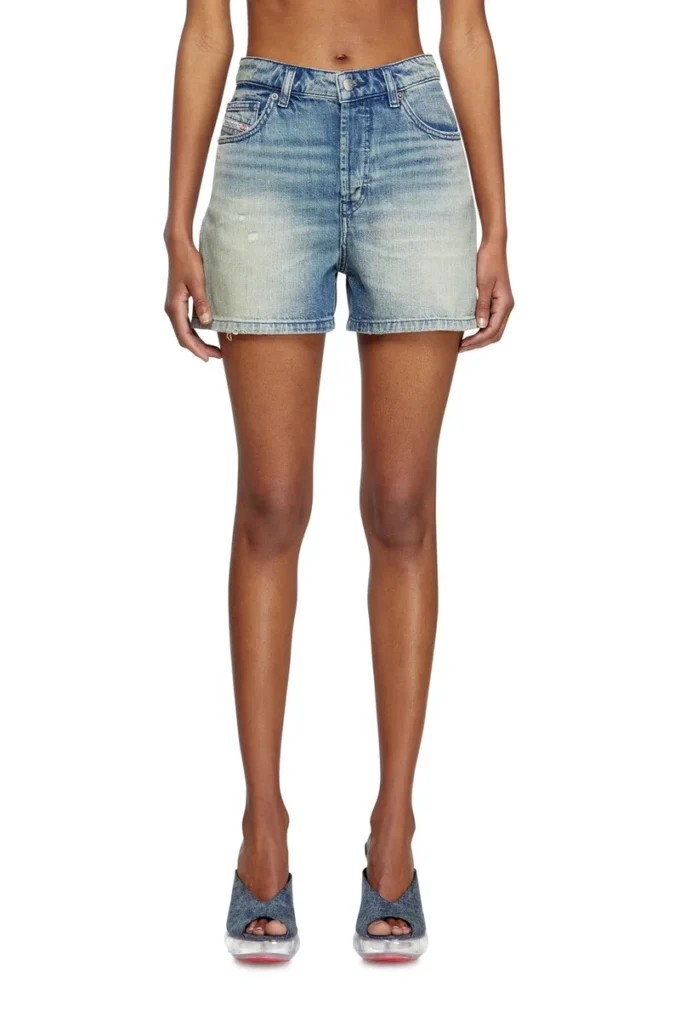 de-jiro Pantaloni scurți din denim cu efect uzat de-jiro Pantaloni scurți din denim cu efect uzat