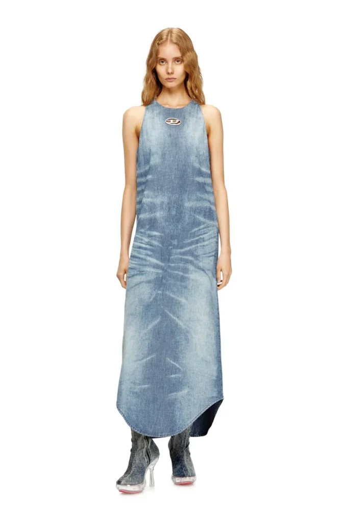 de-lina-s Rochie lungă din denim marmorat de-lina-s Rochie lungă din denim marmorat