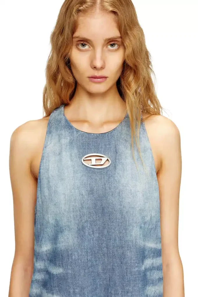 de-lina-s Rochie lungă din denim marmorat de-lina-s Rochie lungă din denim marmorat