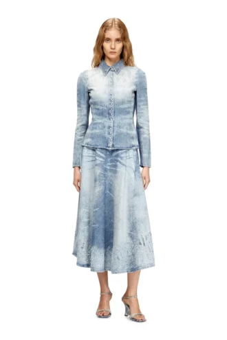 de-masly-fsh Cămașă din denim cu aspect uzat, model fagure