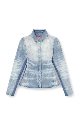 de-masly-fsh Cămașă din denim cu aspect uzat, model fagure