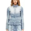 de-masly-fsh Cămașă din denim cu aspect uzat, model fagure