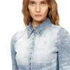 de-masly-fsh Cămașă din denim cu aspect uzat, model fagure