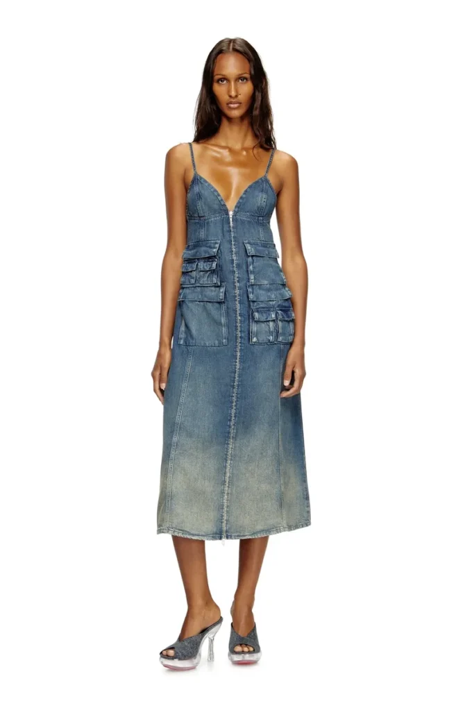 de-melvi-s Rochie din denim fluid, decolorat cu laser de-melvi-s Rochie din denim fluid, decolorat cu laser