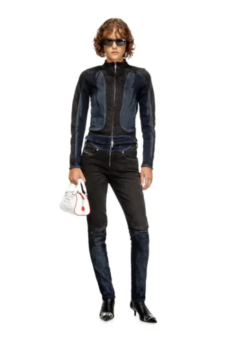 de-morny-s Jachetă în stil biker din denim bicolor