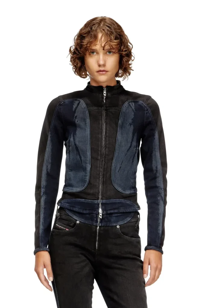 de-morny-s Jachetă în stil biker din denim bicolor de-morny-s Jachetă în stil biker din denim bicolor