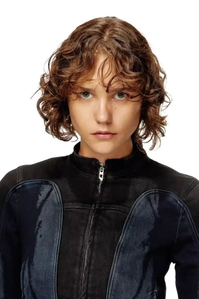 de-morny-s Jachetă în stil biker din denim bicolor de-morny-s Jachetă în stil biker din denim bicolor