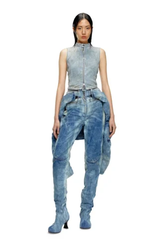de-nata-fse Top din denim cu detalii biker, ca o a doua piele
