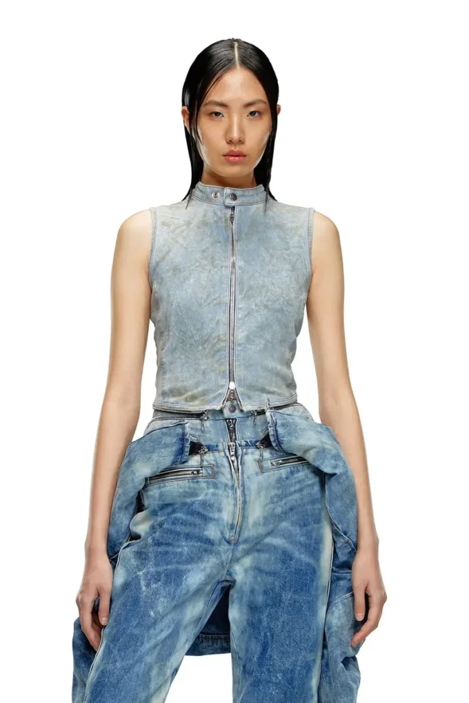 de-nata-fse Top din denim cu detalii biker, ca o a doua piele de-nata-fse Top din denim cu detalii biker, ca o a doua piele