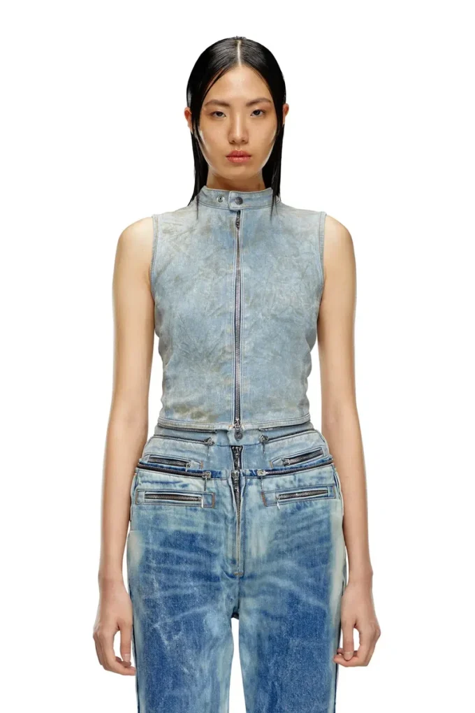 de-nata-fse Top din denim cu detalii biker, ca o a doua piele de-nata-fse Top din denim cu detalii biker, ca o a doua piele