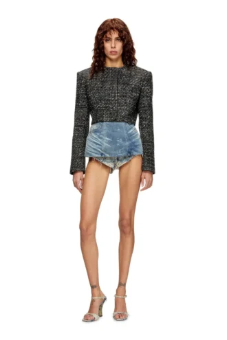 de-nora-fsh Fustă-curea din denim de bumbac și cânepă cu laser