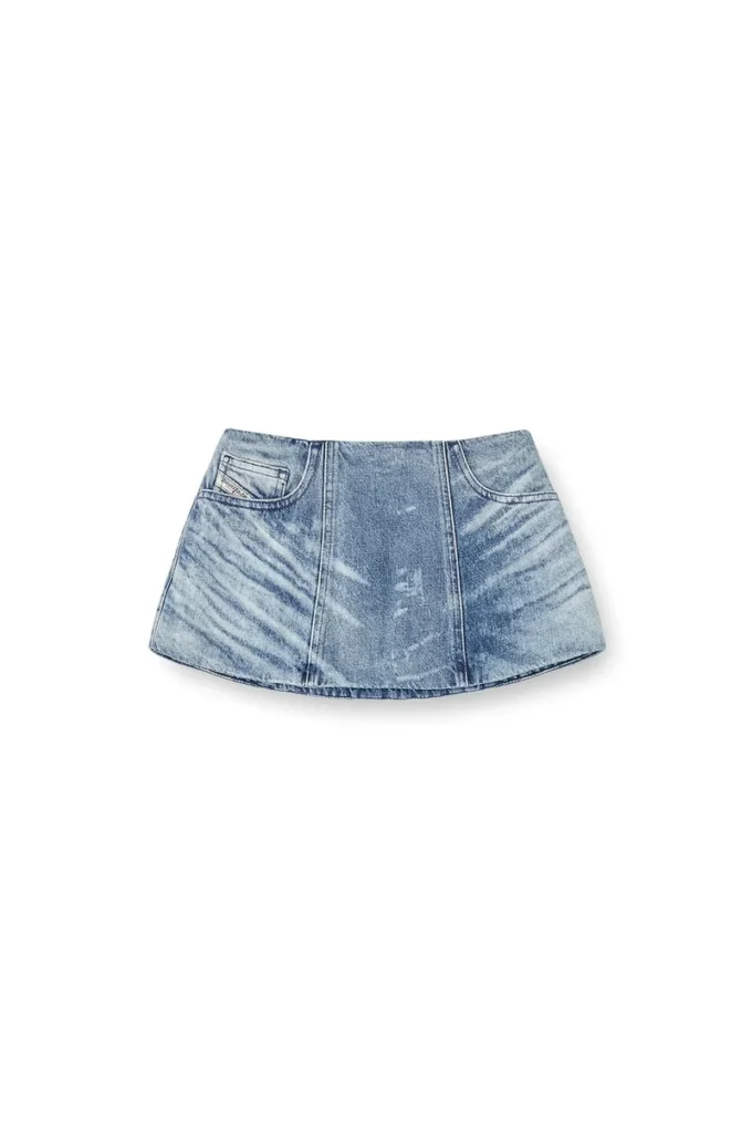 de-nora-fsh Fustă-curea din denim de bumbac și cânepă cu laser