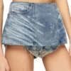 de-nora-fsh Fustă-curea din denim de bumbac și cânepă cu laser