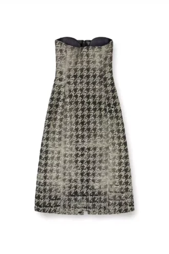 de-olivia-fsh Rochie midi din denim cu imprimeu în zig-zag