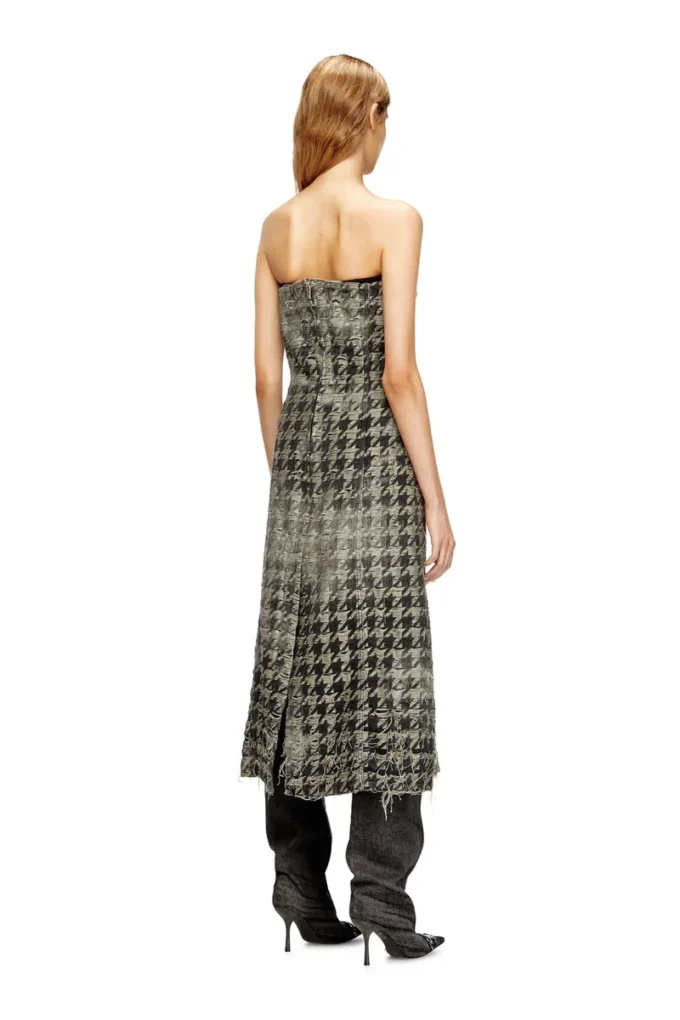 de-olivia-fsh Rochie midi din denim cu imprimeu în zig-zag de-olivia-fsh Rochie midi din denim cu imprimeu în zig-zag