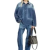 de-priss Bluză Henley din denim cu efect contrastant de-priss Bluză Henley din denim cu efect contrastant