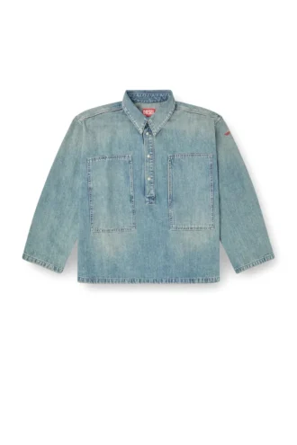 de-priss Bluză Henley din denim în stil utilitar de-priss Bluză Henley din denim în stil utilitar