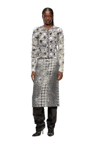 de- rathian-fsh Fustă midi din denim jacquard Prince of Wales