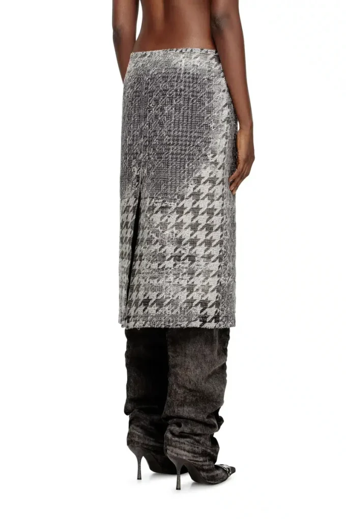 de- rathian-fsh Fustă midi din denim jacquard Prince of Wales de- rathian-fsh Fustă midi din denim jacquard Prince of Wales