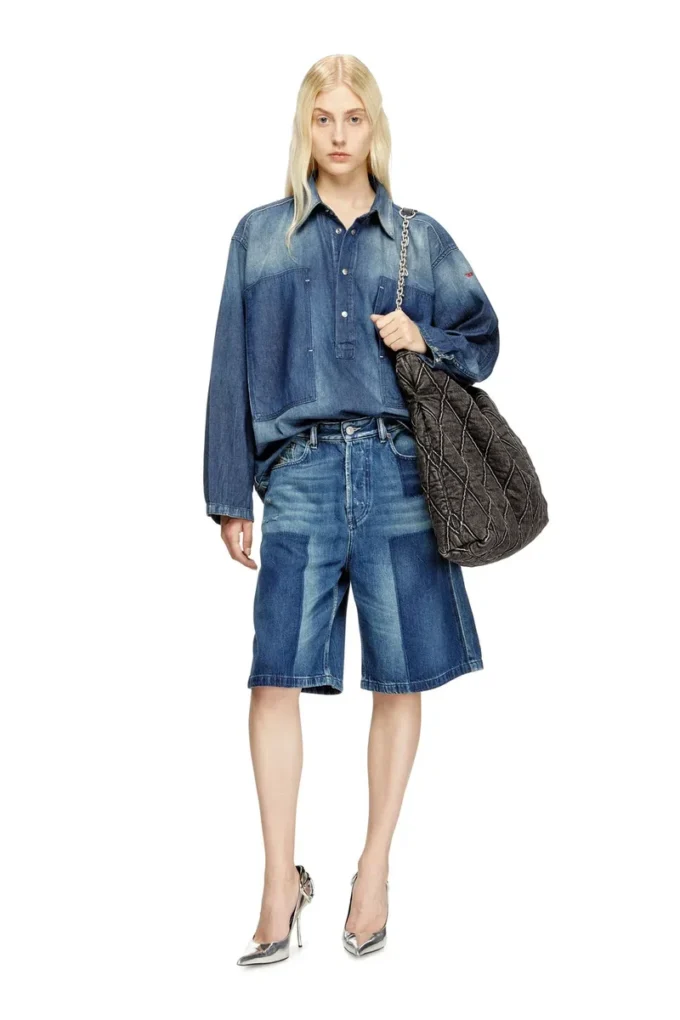 de-sire-short Pantaloni scurți din denim cu efect contrastant de-sire-short Pantaloni scurți din denim cu efect contrastant