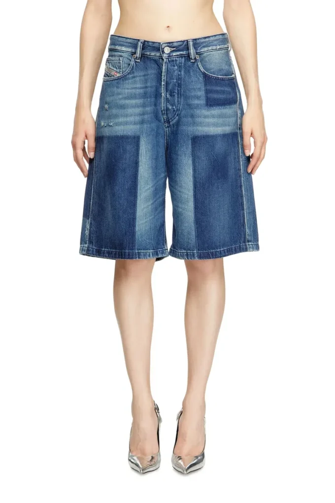de-sire-short Pantaloni scurți din denim cu efect contrastant de-sire-short Pantaloni scurți din denim cu efect contrastant
