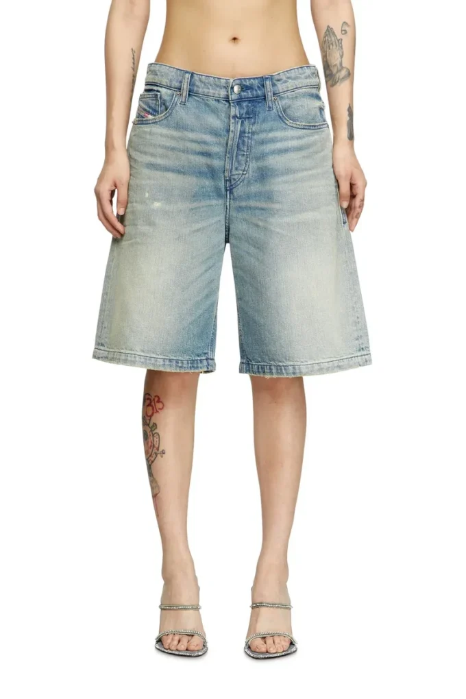 de-sire-short Pantaloni scurți din denim cu efect uzat de-sire-short Pantaloni scurți din denim cu efect uzat