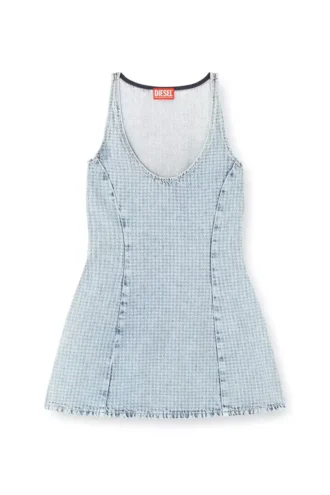 de-sweeney-s1 Rochie scurtă din denim cu imprimeu houndstooth și cristale