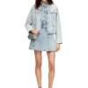 de-sweny-s Fustă mini din denim grafic cu cristale de-sweny-s Fustă mini din denim grafic cu cristale