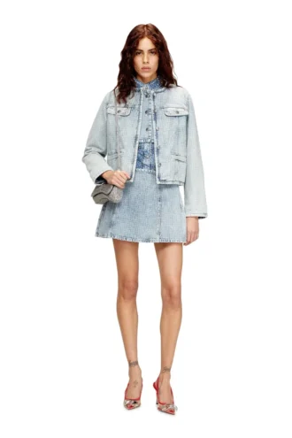 de-sweny-s Fustă mini din denim grafic cu cristale