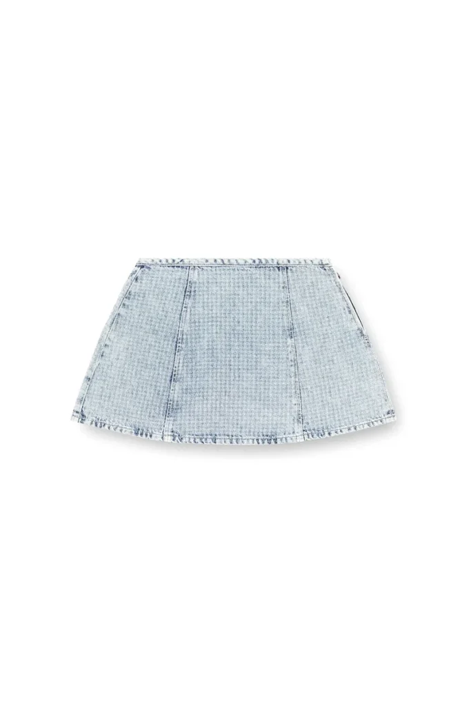 de-sweny-s Fustă mini din denim grafic cu cristale de-sweny-s Fustă mini din denim grafic cu cristale