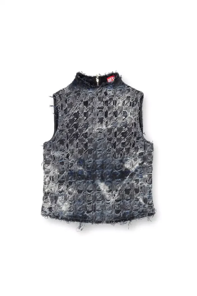 de-tapi-fsh1 Top fără mâneci din denim cu imprimeu tie-dye în model pied-de-poule