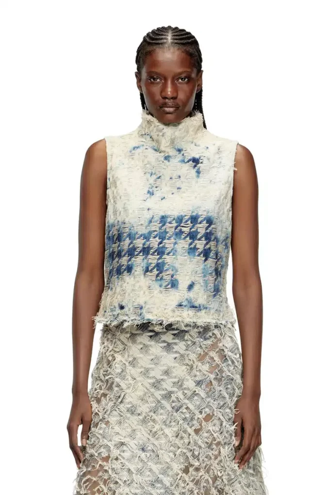 de-tapi-fsh2 Top fără mâneci din denim cu țesătură în model houndstooth de-tapi-fsh2 Top fără mâneci din denim cu țesătură în model houndstooth