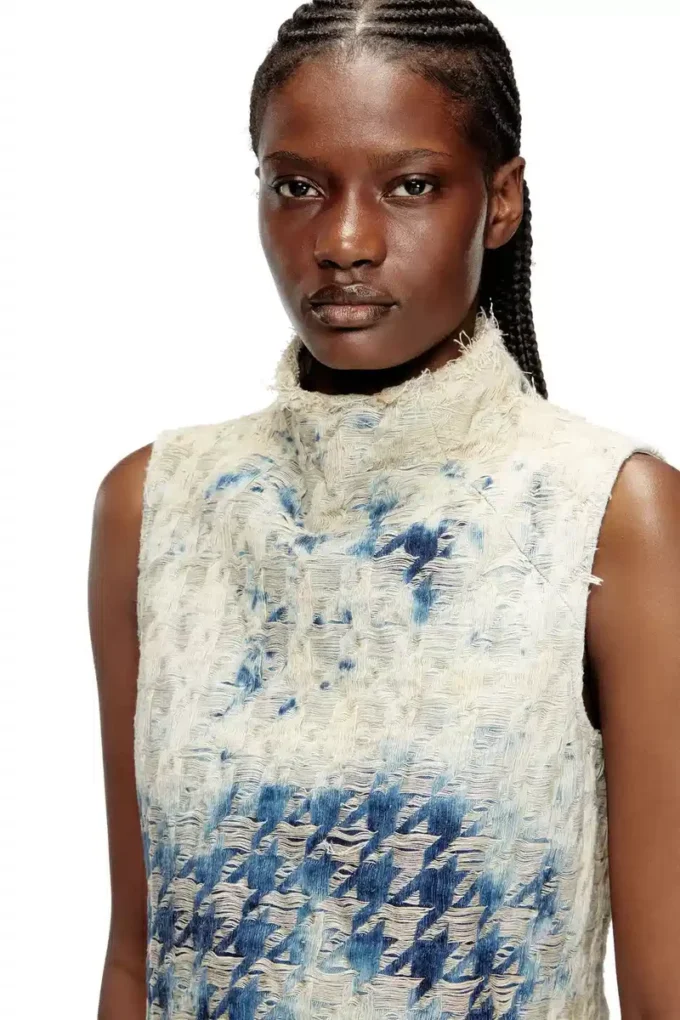 de-tapi-fsh2 Top fără mâneci din denim cu țesătură în model houndstooth de-tapi-fsh2 Top fără mâneci din denim cu țesătură în model houndstooth