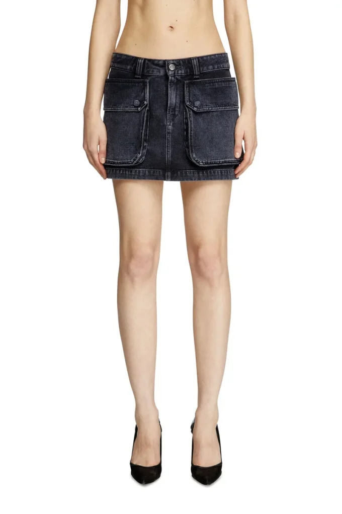 de-ton Fustă mini din denim cu țesătură batavia de-ton Fustă mini din denim cu țesătură batavia