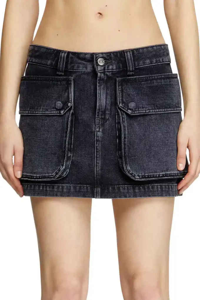 de-ton Fustă mini din denim cu țesătură batavia de-ton Fustă mini din denim cu țesătură batavia
