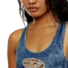 de-top-fse Top cropped din denim cu placă din cristal de-top-fse Top cropped din denim cu placă din cristal