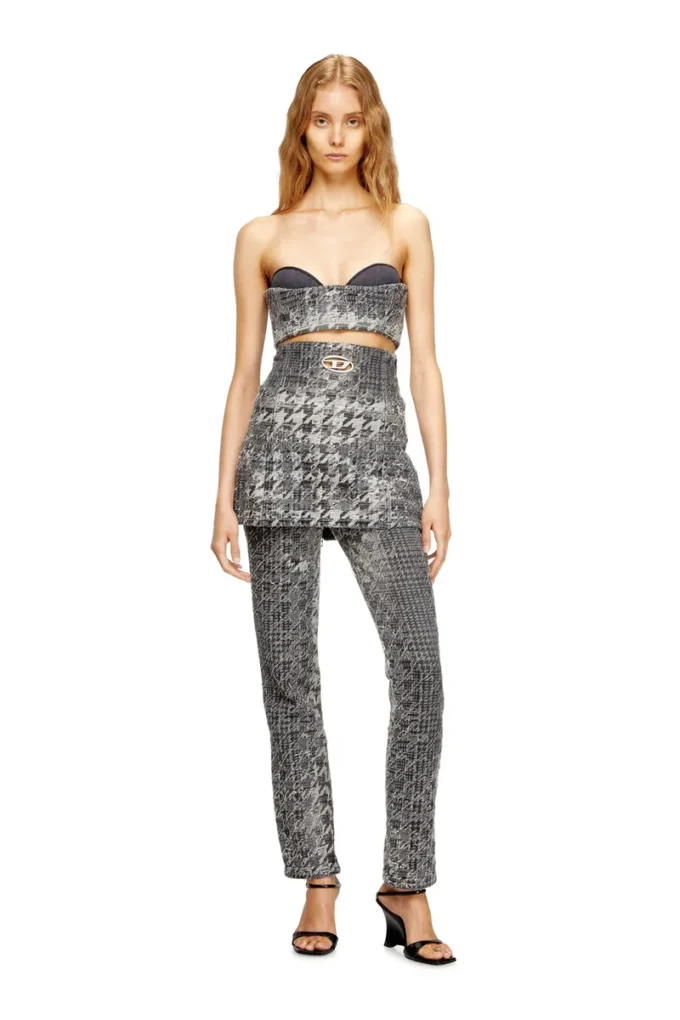 de-toppys-fsh Sutien tip bralette din denim jacquard Prince of Wales