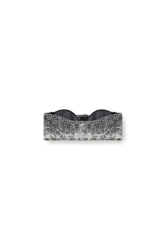 de-toppys-fsh Sutien tip bralette din denim jacquard Prince of Wales