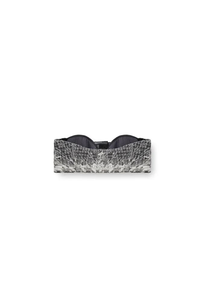 de-toppys-fsh Sutien tip bralette din denim jacquard Prince of Wales