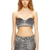 de-toppys-fsh Sutien tip bralette din denim jacquard Prince of Wales