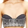 de-toppys-fsh Sutien tip bralette din denim jacquard Prince of Wales