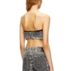 de-toppys-fsh Sutien tip bralette din denim jacquard Prince of Wales