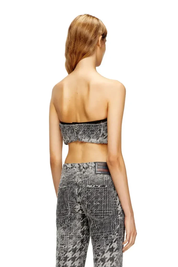 de-toppys-fsh Sutien tip bralette din denim jacquard Prince of Wales