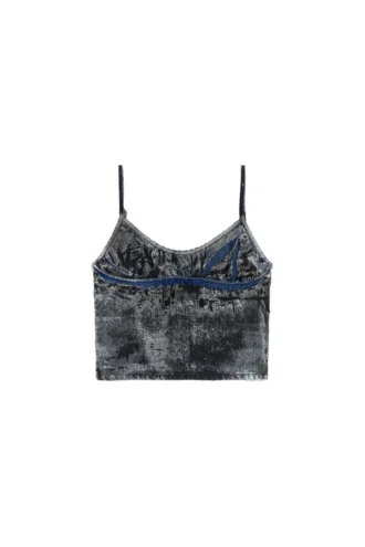 de-verni-fse Bluză din denim devoré cu dungi subțiri