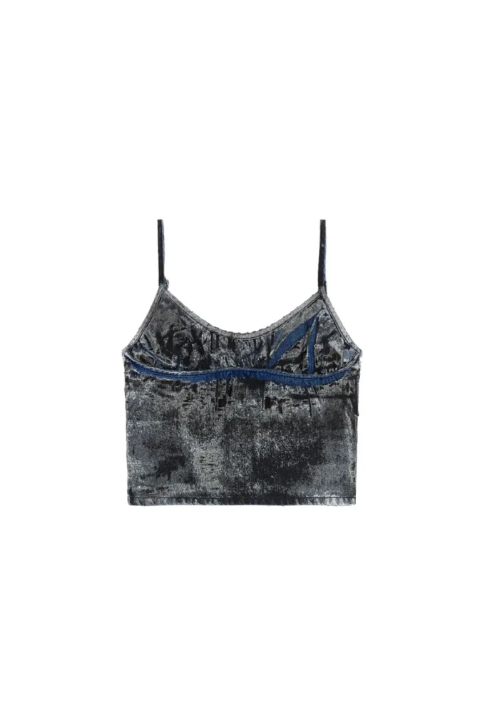 de-verni-fse Bluză din denim devoré cu dungi subțiri