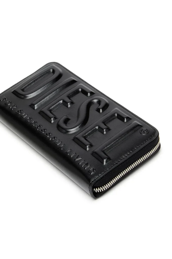 dsl 3d -continental zip l Portofel lung cu fermoar din piele cu logo în relief